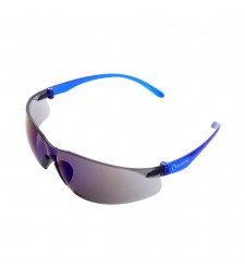 NKY26-B-SBK Safety Spectacle Blue Silver Mirror lens/Transparent Blue temple/Solid black Nose Pad 